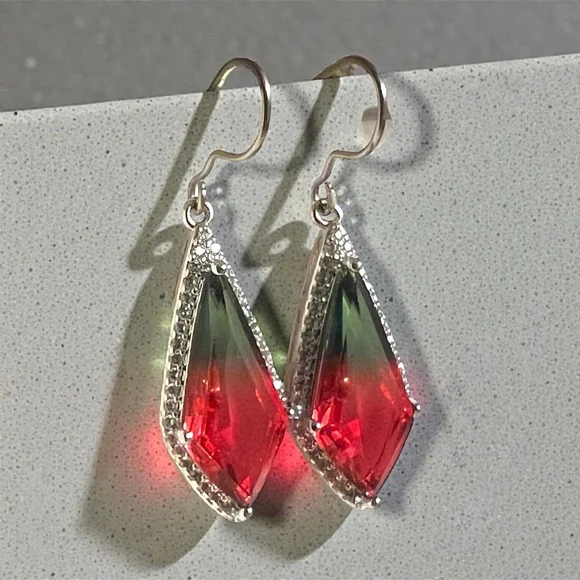 Vintage Sterling Silver Embellished Drop Earrings - Picture 2 of 2